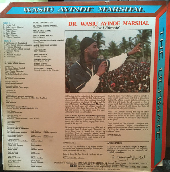 Wasiu Ayinde Barrister : The Ultimate (LP, Album)