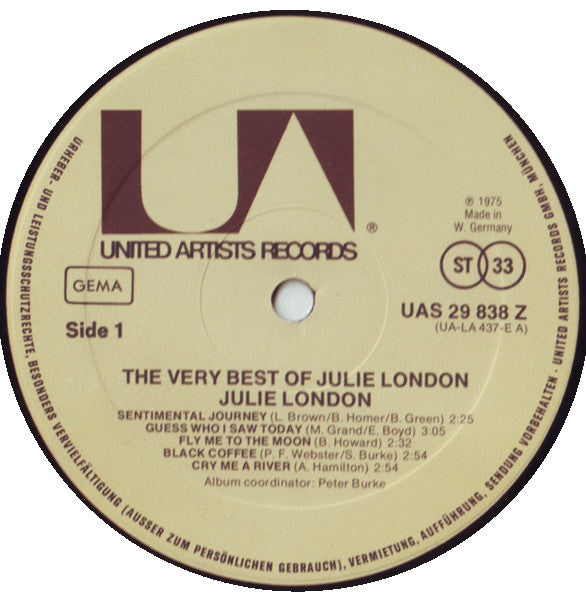 Julie London : The Very Best Of Julie London (LP, Comp, Mono)