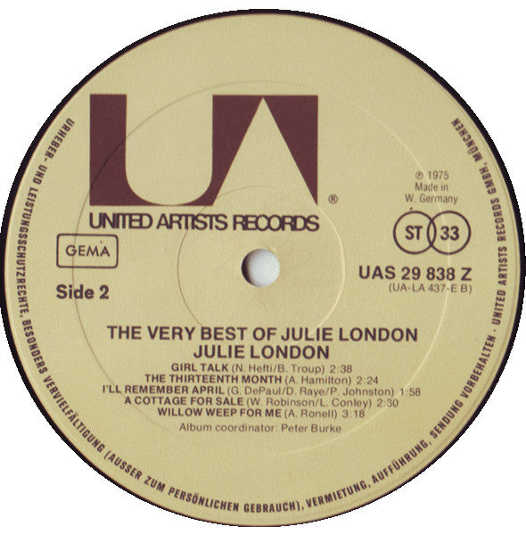 Julie London : The Very Best Of Julie London (LP, Comp, Mono)