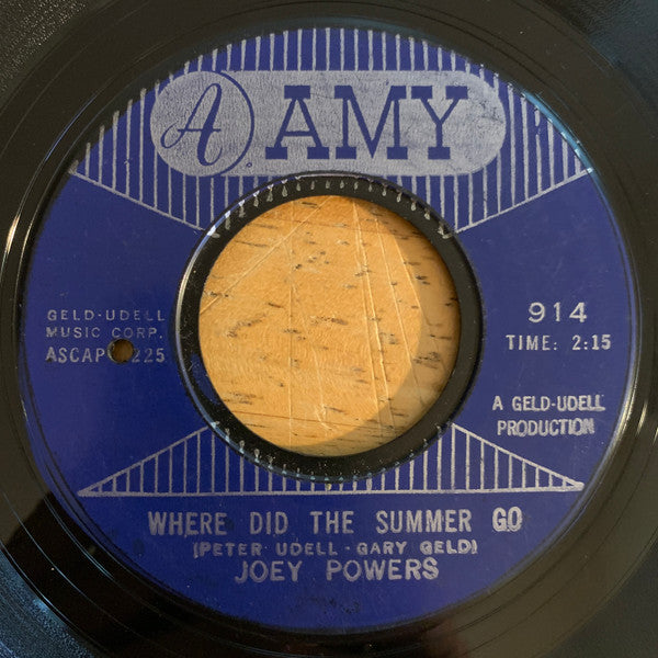 Joey Powers : Where Did The Summer Go / Tears Keep Falling Down (7")