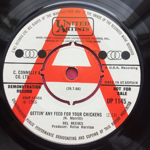 Del Reeves : Gettin' Any Feed For Your Chickens / Plain As The Tears On My Face (7", Single, Promo)