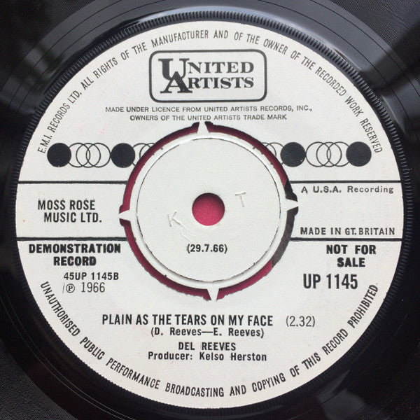 Del Reeves : Gettin' Any Feed For Your Chickens / Plain As The Tears On My Face (7", Single, Promo)