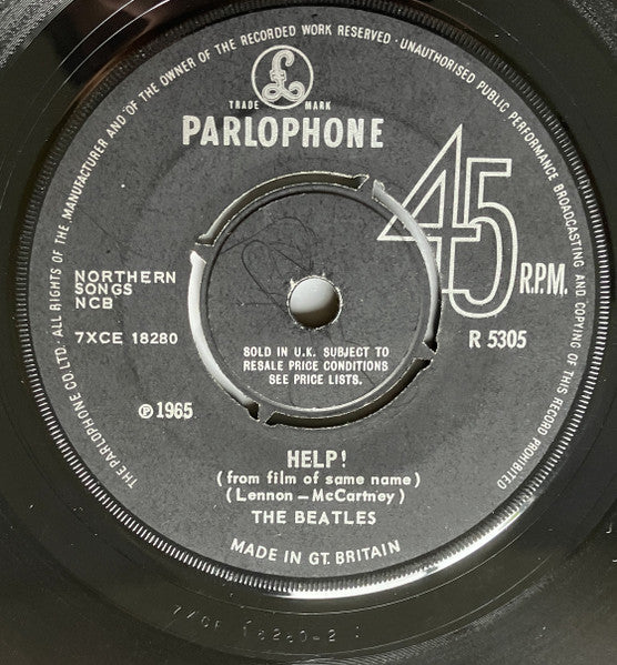 The Beatles : Help! (7", Mono, Par)
