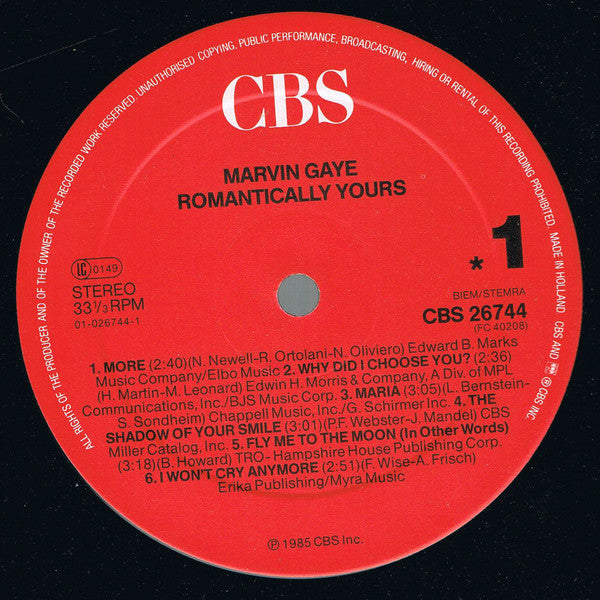 Marvin Gaye : Romantically Yours (LP, Comp)