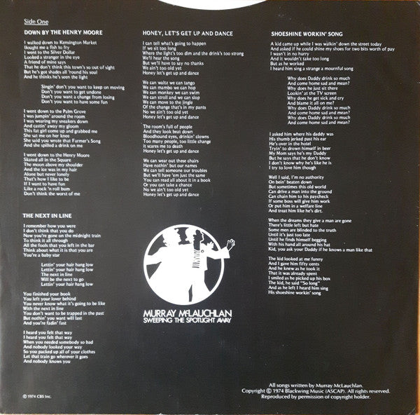 Murray McLauchlan : Sweeping The Spotlight Away (LP, Album, Pit)