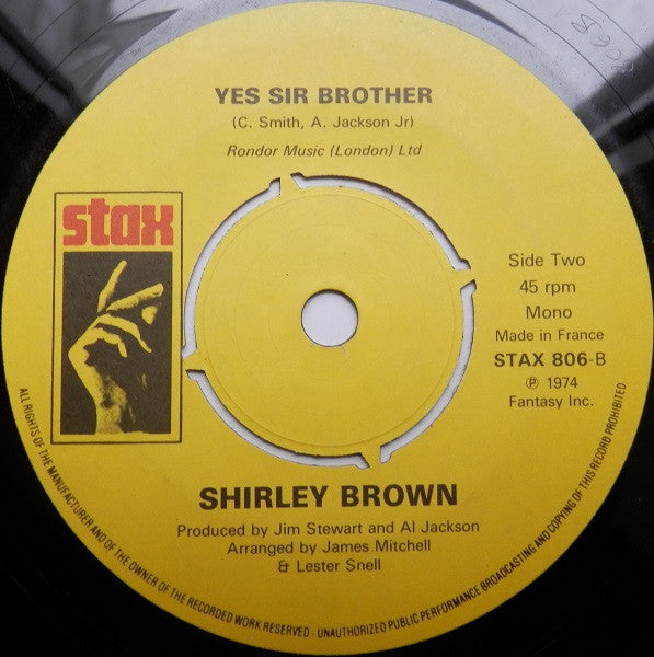 Shirley Brown : Woman To Woman / Yes Sir Brother (7", Single, Mono, RE)