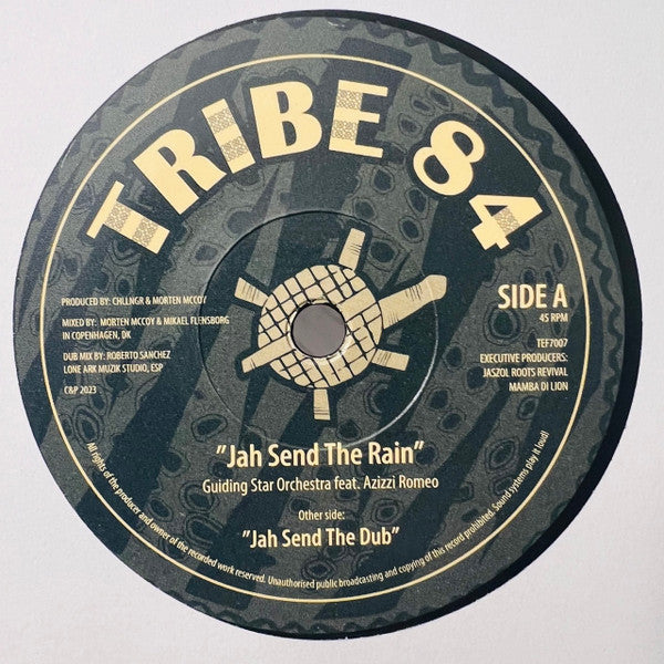 GUIDING STAR ORCHESTRA feat. Azizzi Romeo : Jah Send The Rain (7", Single)