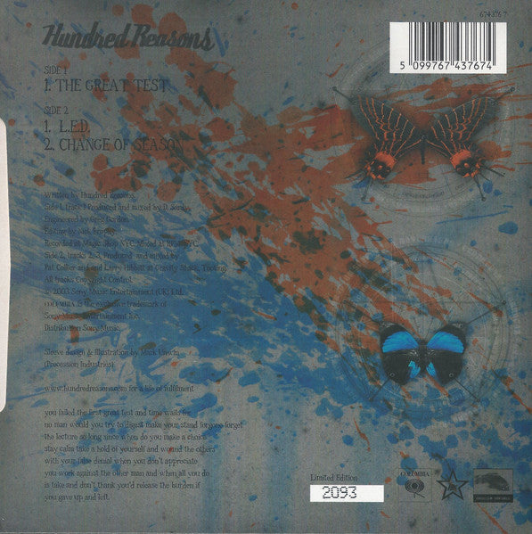 Hundred Reasons : The Great Test (7", Ltd, Num)