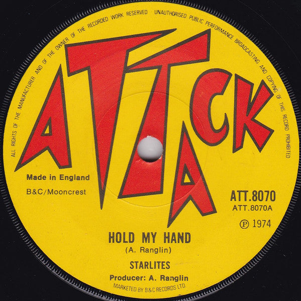 The Starlites / G.G. Allstars : Hold My Hand (7", Single, Sol)