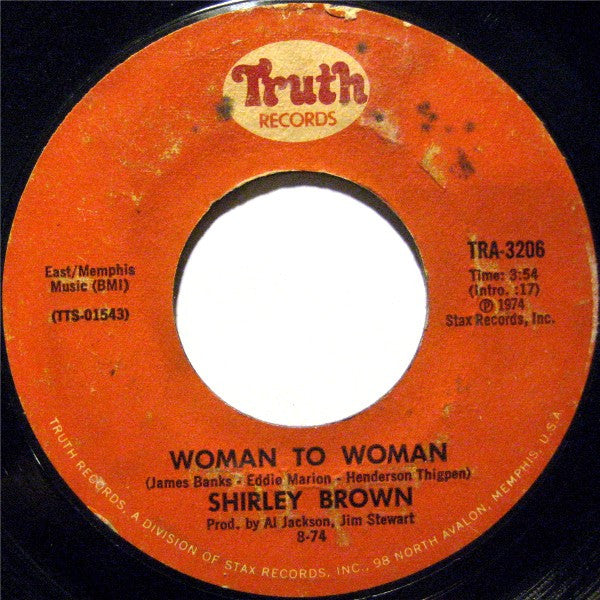 Shirley Brown : Woman To Woman / Yes Sir Brother (7", Single, Styrene, Mon)