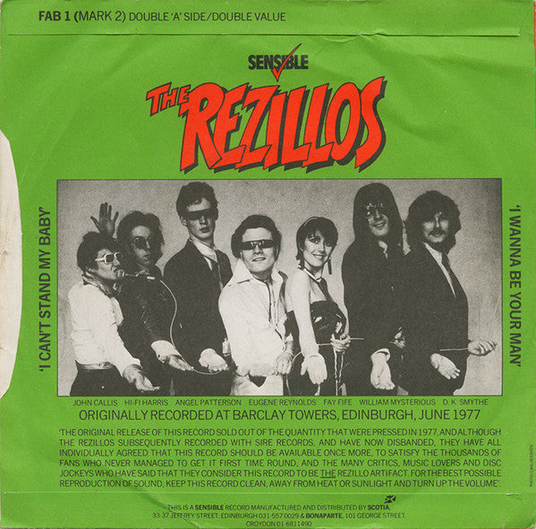 The Rezillos : I Can't Stand My Baby / I Wanna Be Your Man (7", Single, RE, Thi)