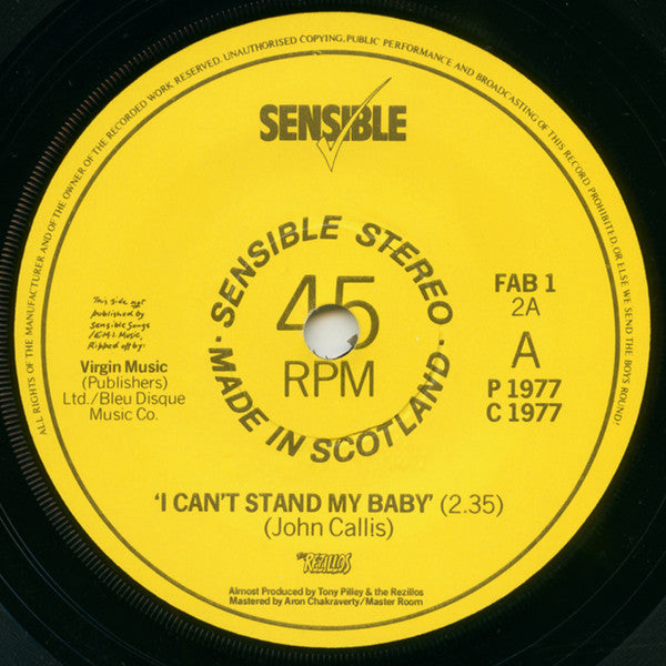 The Rezillos : I Can't Stand My Baby / I Wanna Be Your Man (7", Single, RE, Thi)