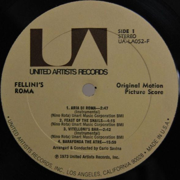Nino Rota : Fellini's Roma (Original Motion Picture Score) (LP)