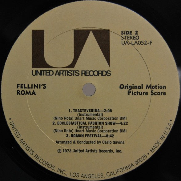 Nino Rota : Fellini's Roma (Original Motion Picture Score) (LP)