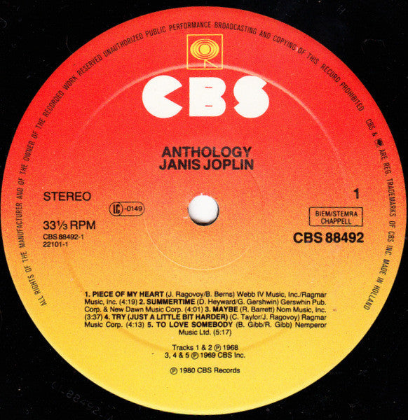 Janis Joplin : Anthology (2xLP, Comp)