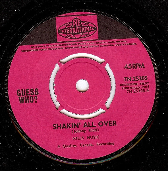 The Guess Who : Shakin' All Over / Till We Kissed (7")