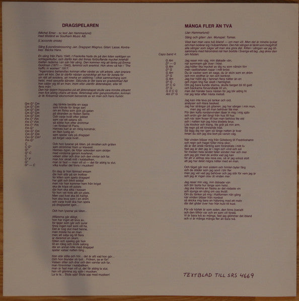 Jan Hammarlund : Kärlek Och Sång (LP, Album)