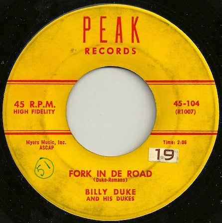 Billy Duke And His Dukes : Chalypso / Fork In De Road (7")