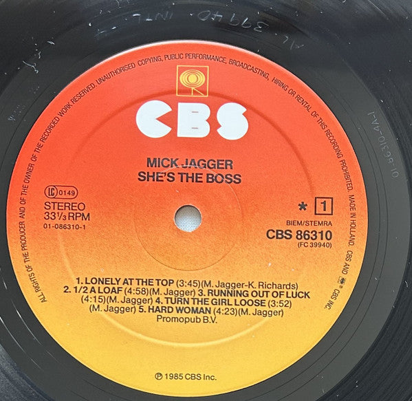 Mick Jagger : She's The Boss (LP, Album, Sun)