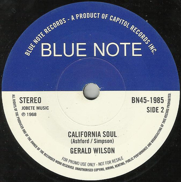 Bobby Hutcherson / Gerald Wilson : Brother Rap / California Soul (7", Promo)