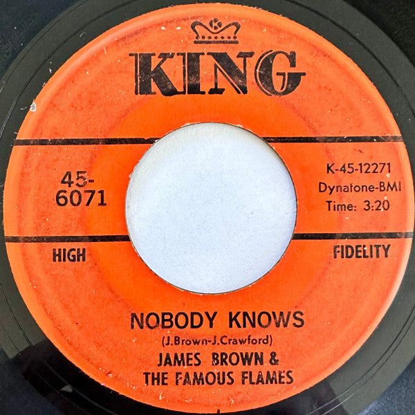 James Brown & The Famous Flames : Bring It Up / Nobody Knows (7", Single, Ora)