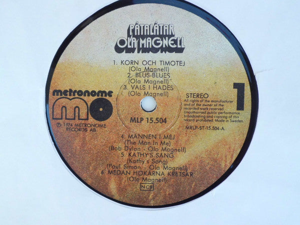 Ola Magnell : Påtalåtar (LP, Album)