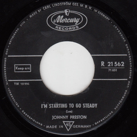 Johnny Preston : Feel So Fine / I'm Starting To Go Steady (7", Single)