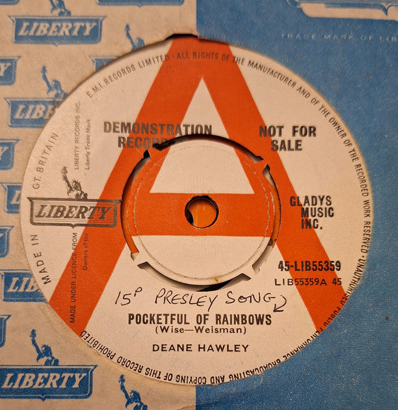 Deane Hawley : Pocketful Of Rainbows (7", Single, Promo)