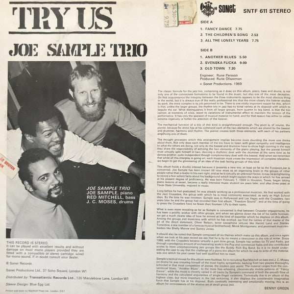 Joe Sample Trio : Try Us (LP, Album)