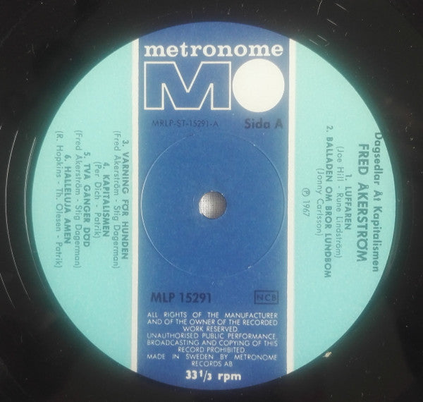 Fred Åkerström : Dagsedlar Åt Kapitalismen (LP, Album)