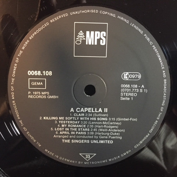 The Singers Unlimited : A Capella II (LP, Album, RE)