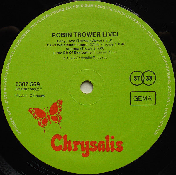 Robin Trower : Robin Trower Live! (LP, Album)