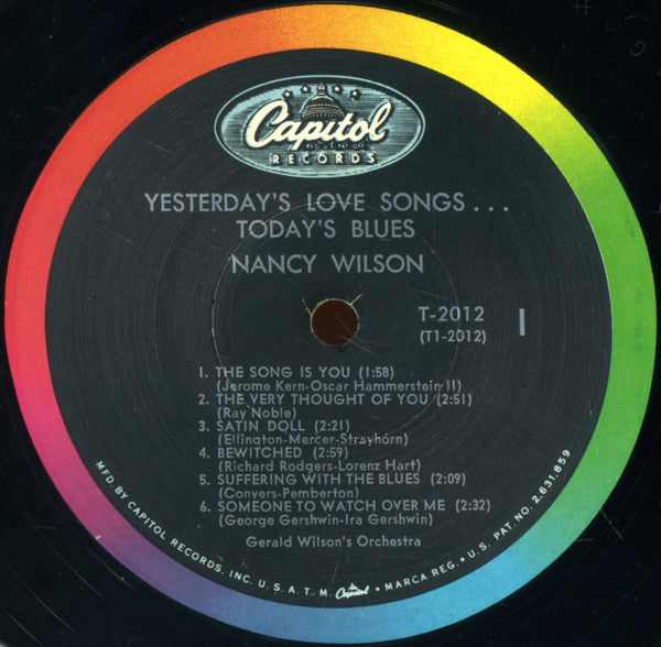 Nancy Wilson / Gerald Wilson Orchestra : Yesterday's Love Songs • Today's Blues (LP, Album, Mono)