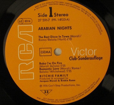The Ritchie Family : Arabian Nights (LP, Album, Club)