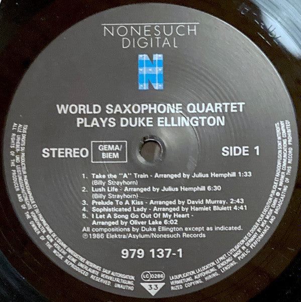 World Saxophone Quartet : Plays Duke Ellington (LP, Album)