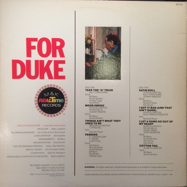 Bill Berry And His Ellington Allstars : For Duke (LP, Album, Ltd, Gat)