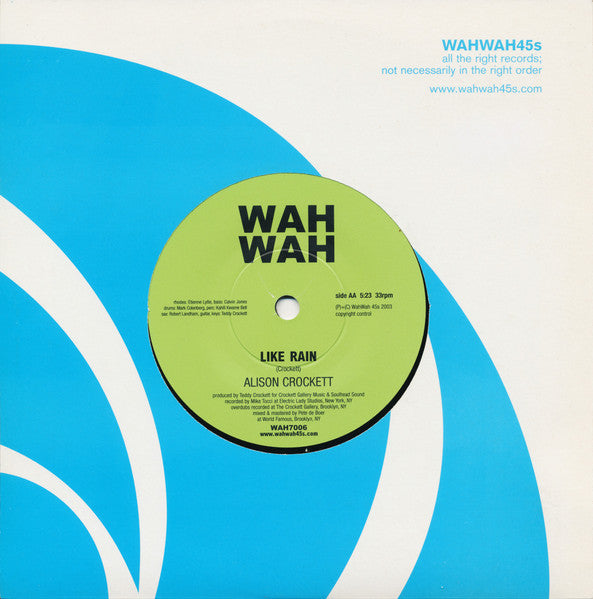 Alison Crockett : Nappy / Like Rain (7")