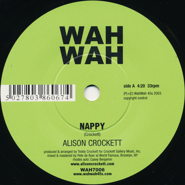 Alison Crockett : Nappy / Like Rain (7")