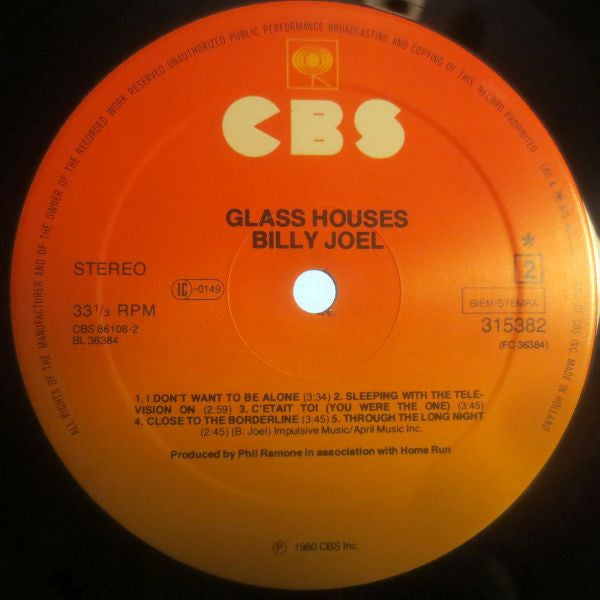 Billy Joel : Glass Houses (LP, Album, Club)