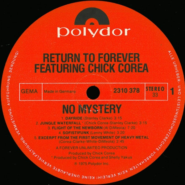 Return To Forever Featuring Chick Corea : No Mystery (LP, Album)