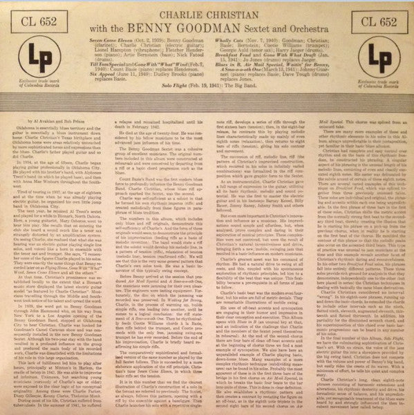 Charlie Christian With Benny Goodman Sextet And Benny Goodman And His Orchestra : With The Benny Goodman Sextet And Orchestra (LP, Comp, Mono, RP)