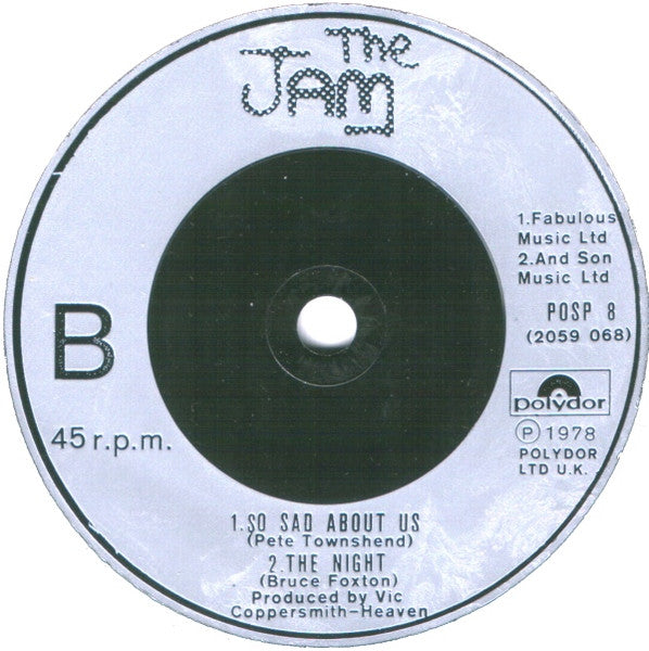 The Jam : Down In The Tube Station At Midnight (7", Single)