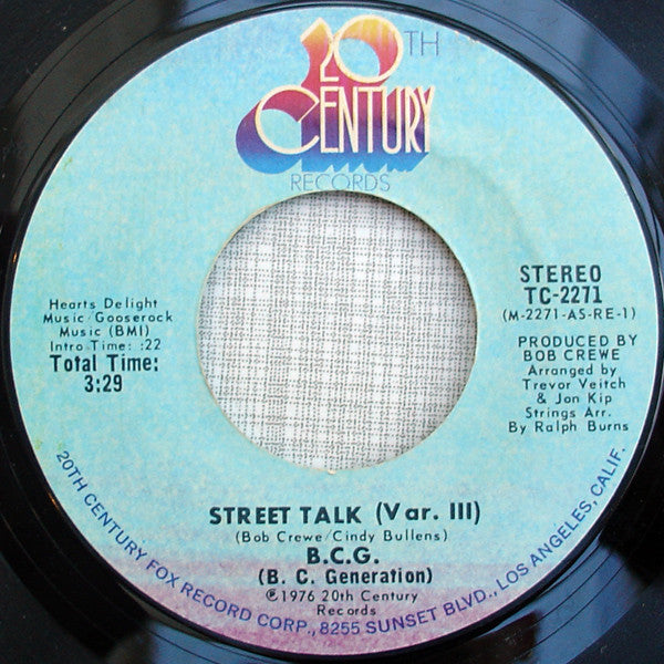 The Bob Crewe Generation : Street Talk (Var. III) (7", Styrene)