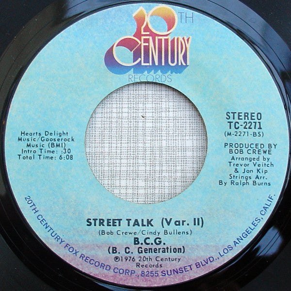 The Bob Crewe Generation : Street Talk (Var. III) (7", Styrene)