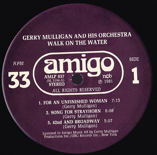 Gerry Mulligan And His Orchestra : Walk On The Water (LP, Album)
