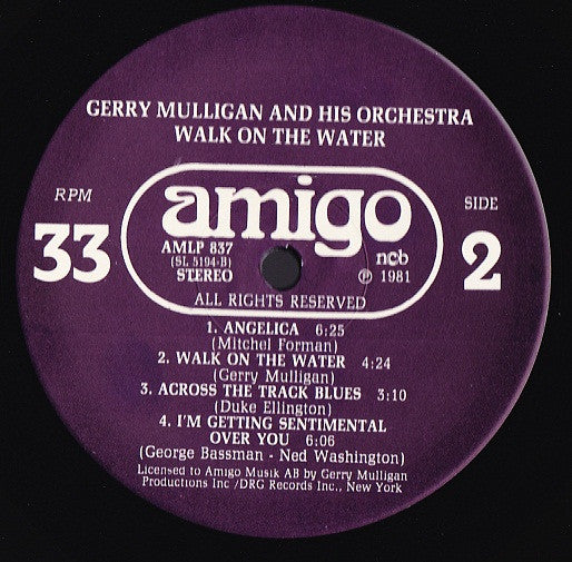 Gerry Mulligan And His Orchestra : Walk On The Water (LP, Album)