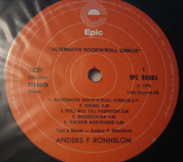Anders F Rönnblom : Alternativ Rock 'n' Roll Cirkus (LP, Album)