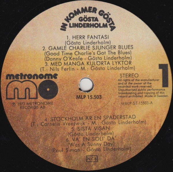Gösta Linderholm : In Kommer Gösta (LP, Album)