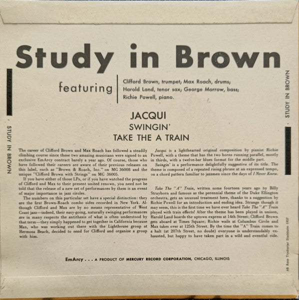 Clifford Brown And Max Roach : Study In Brown Vol.1 (7", EP)
