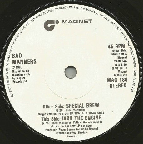 Bad Manners : Special Brew (7", Single, Sol)